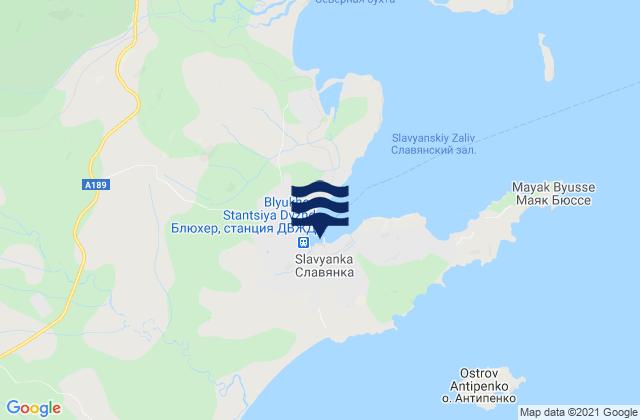 Karte der Gezeiten Slavyanka, Russia
