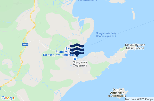 Karte der Gezeiten Slavyanski Bay, Russia