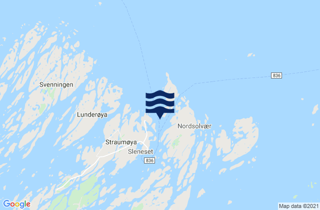Karte der Gezeiten Sleneset, Norway