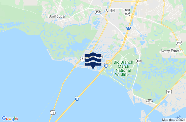 Karte der Gezeiten Slidell (Bayou Bonfouca route 433), United States