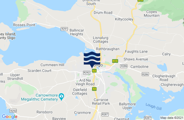 Karte der Gezeiten Sligo, Ireland