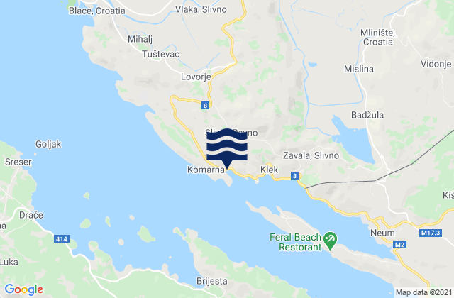 Karte der Gezeiten Slivno, Croatia