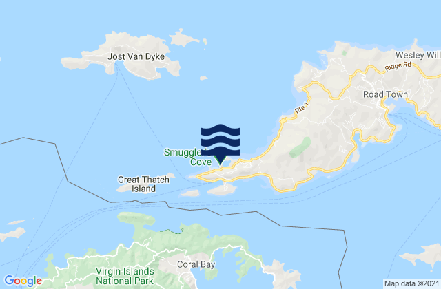 Karte der Gezeiten Smugglers cove, U.S. Virgin Islands