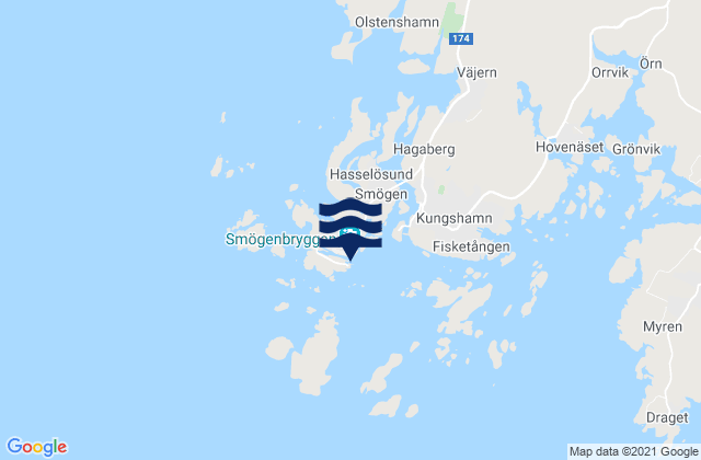 Karte der Gezeiten Smögen, Sweden