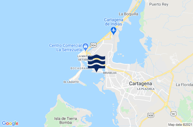 Karte der Gezeiten Sociedad Portuaria de Cartagena, Colombia
