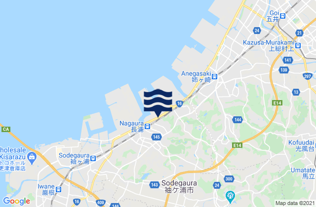 Karte der Gezeiten Sodegaura-shi, Japan