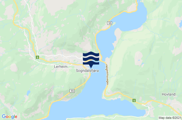 Karte der Gezeiten Sogndal, Norway