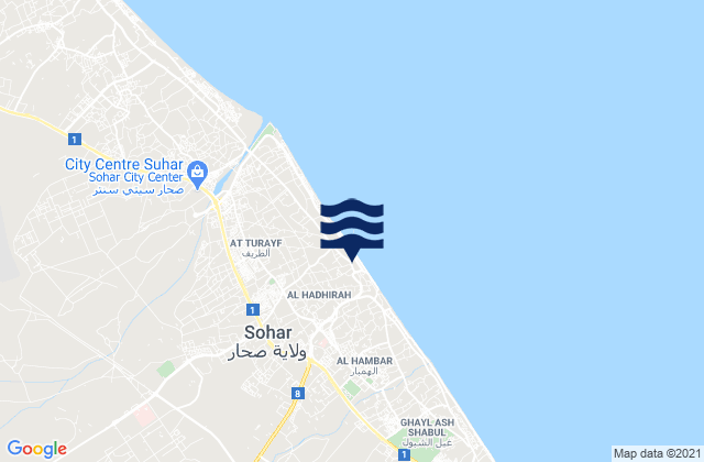 Karte der Gezeiten Sohar, Oman
