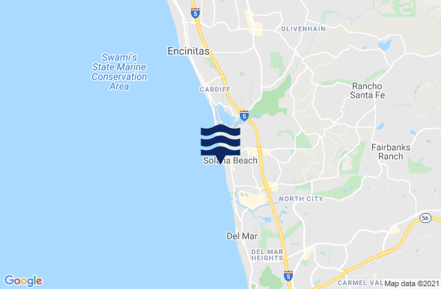 Karte der Gezeiten Solana Beach, United States