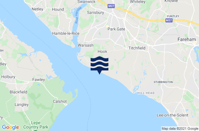 Karte der Gezeiten Solent Breezes Beach, United Kingdom