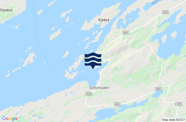 Karte der Gezeiten Solfjellsjøen, Norway