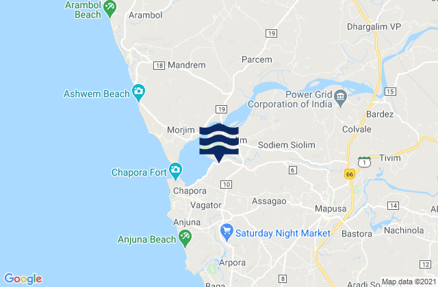 Karte der Gezeiten Solim, India