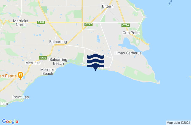 Karte der Gezeiten Somers Beach, Australia