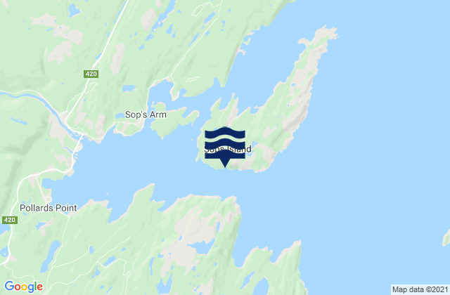 Karte der Gezeiten Sop's Island, Canada