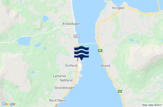 Karte der Gezeiten Sortland, Norway
