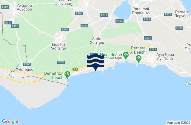 Karte der Gezeiten Sotíra, Cyprus
