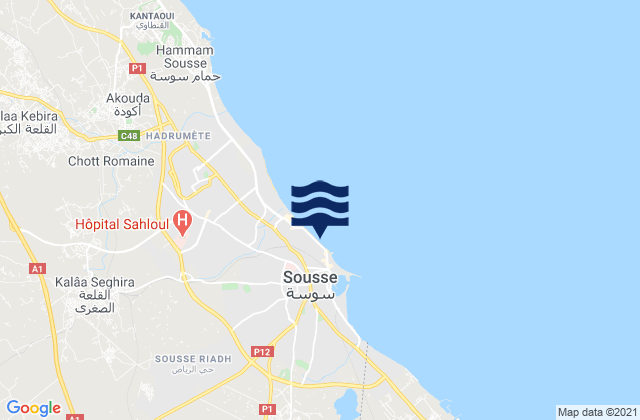 Karte der Gezeiten Sousse Médina, Tunisia