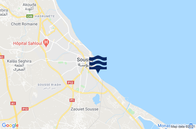 Karte der Gezeiten Sousse Sidi Abdelhamid, Tunisia