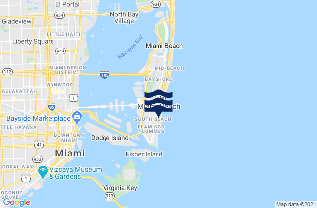 Karte der Gezeiten South Beach Miami, United States
