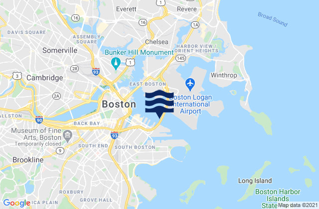 Karte der Gezeiten South Boston Pier 4 0.2 n.mi. NNE of, United States
