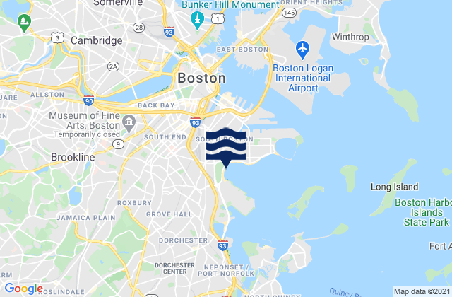 Karte der Gezeiten South Boston, United States