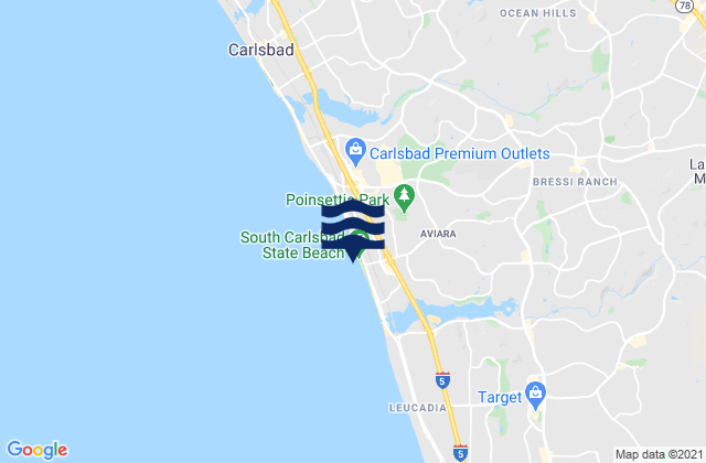 Karte der Gezeiten South Carlsbad State Beach, United States