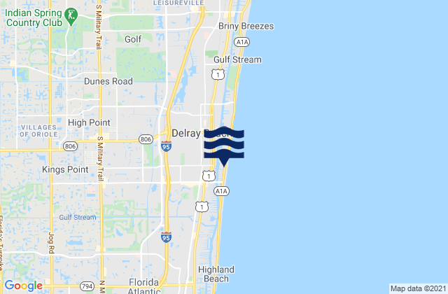 Karte der Gezeiten South Delray Beach ICWW, United States