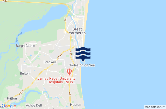 Karte der Gezeiten South Denes Beach, United Kingdom