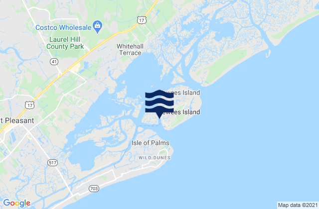 Karte der Gezeiten South Dewees Island Dewees Inlet, United States