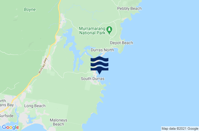 Karte der Gezeiten South Durras, Australia