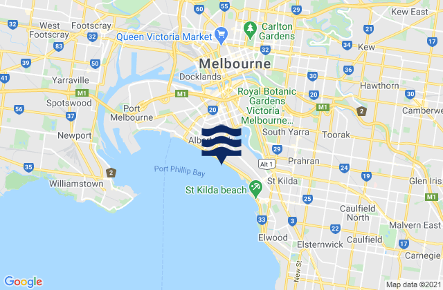 Karte der Gezeiten South Melbourne, Australia