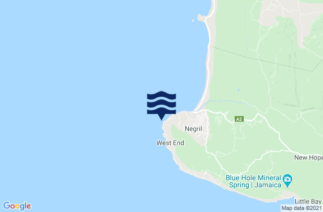 Karte der Gezeiten South Negril Point, Jamaica
