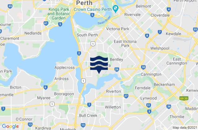 Karte der Gezeiten South Perth, Australia