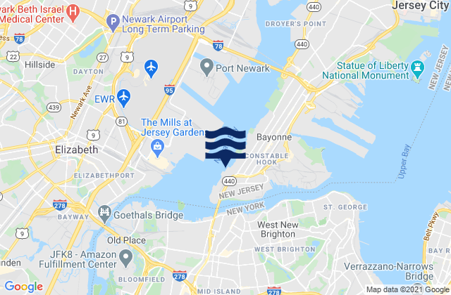 Karte der Gezeiten South Reach Newark Bay, United States