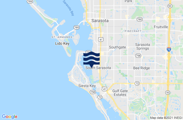 Karte der Gezeiten South Sarasota, United States