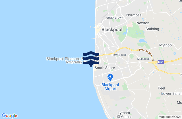 Karte der Gezeiten South Shore Beach, United Kingdom