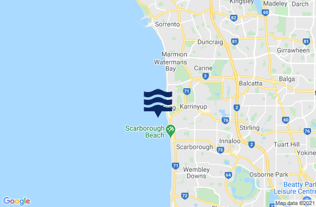 Karte der Gezeiten South Trigg Beach, Australia