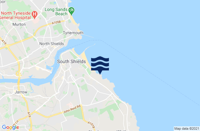 Karte der Gezeiten South Tyneside, United Kingdom