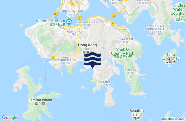 Karte der Gezeiten Southern, Hong Kong
