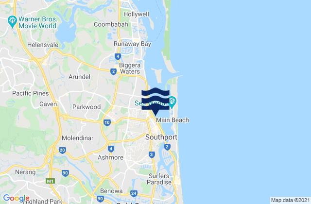 Karte der Gezeiten Southport, Australia