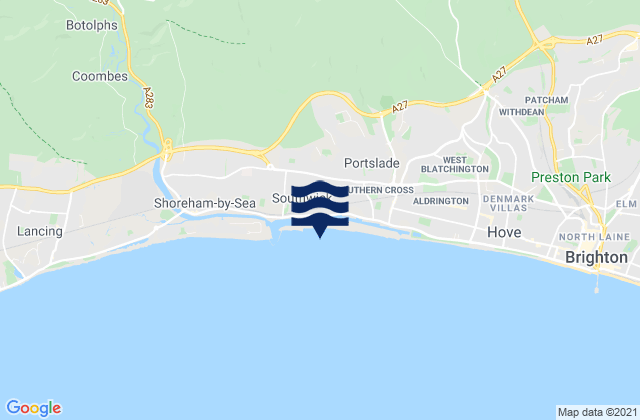 Karte der Gezeiten Southwick Beach, United Kingdom