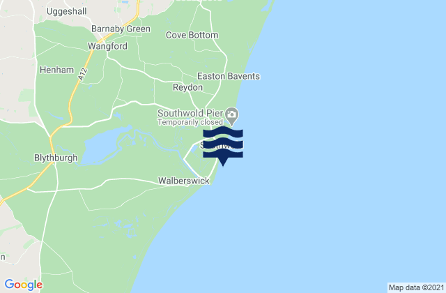 Karte der Gezeiten Southwold - The Denes Beach, United Kingdom