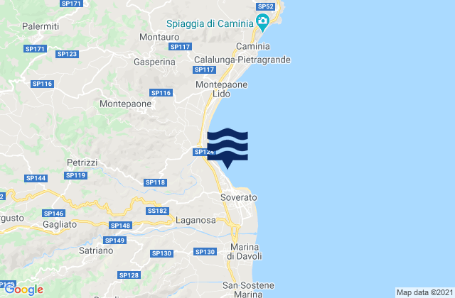 Karte der Gezeiten Soverato Superiore, Italy