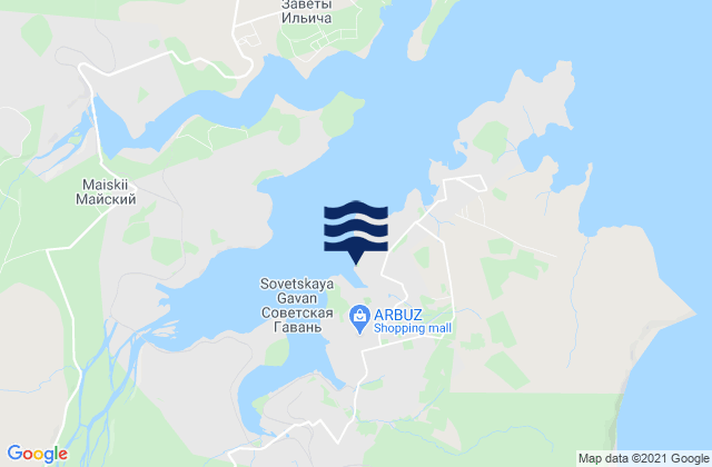 Karte der Gezeiten Sovetskaya Harbor, Russia