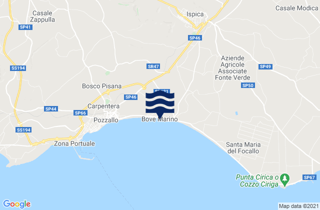 Karte der Gezeiten Spiaggia Bove Marino, Italy