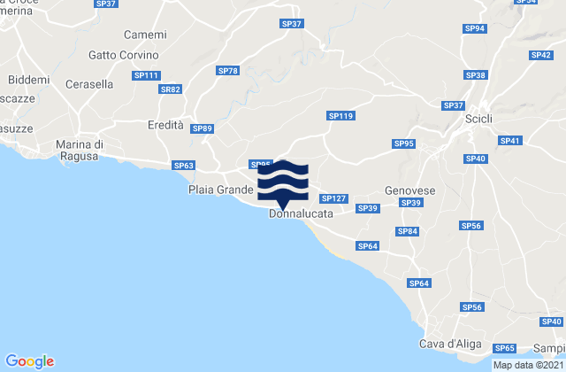 Karte der Gezeiten Spiaggia Donnalucata, Italy