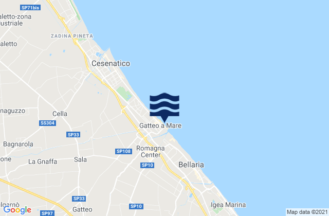 Karte der Gezeiten Spiaggia Gatteo a Mare, Italy
