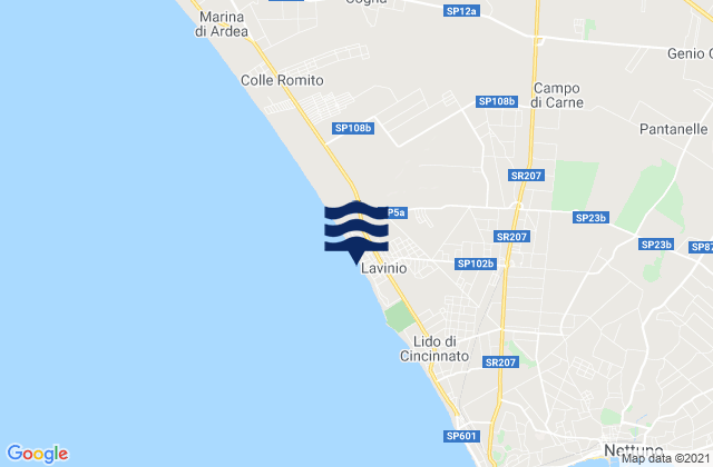 Karte der Gezeiten Spiaggia Lavinio, Italy
