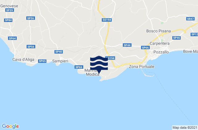 Karte der Gezeiten Spiaggia Marina di Modica, Italy