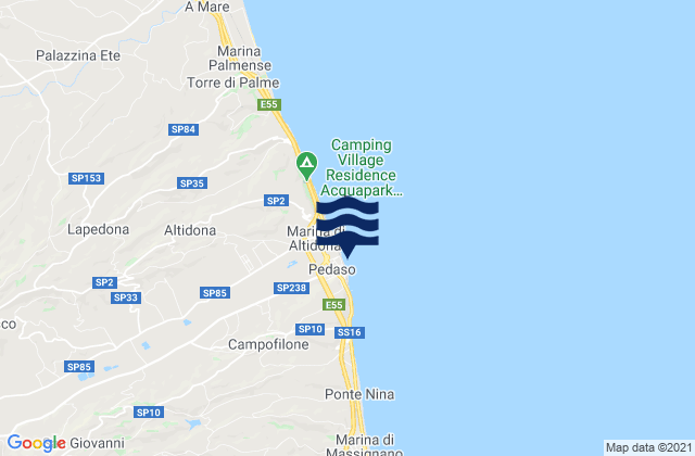 Karte der Gezeiten Spiaggia Pedaso, Italy